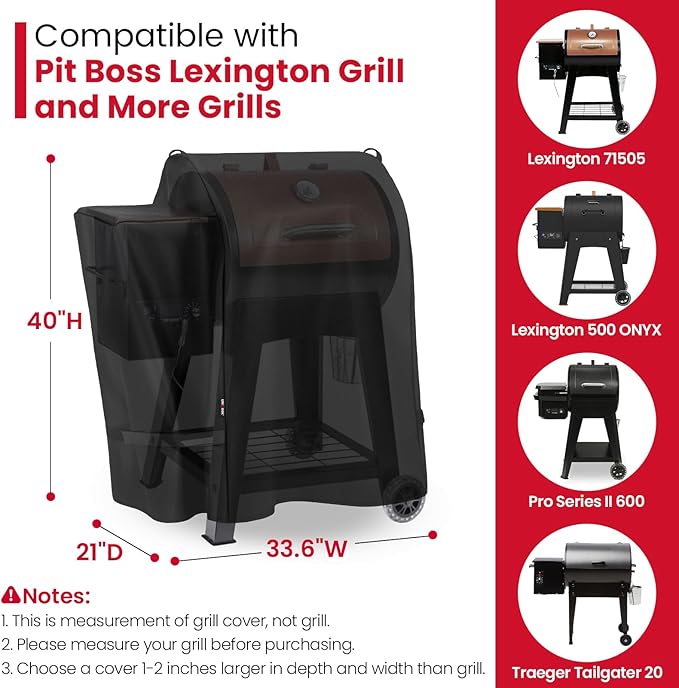 Unicook Pellet Grill Cover for Pit Boss Lexington 500, Onyx Edition, Lexington 540 and Pro Series 600 Grills, Outdoor BBQ Cover for Traeger Tailgater 20 Wood Pellet Smoker, All Weather Protection