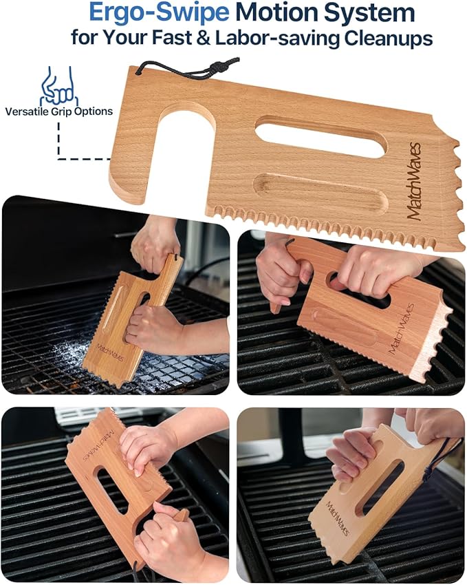 Wooden Grill Scraper, Grill Grate Cleaner for Traeger Grills - Safe Bristle-Free Grill Cleaning Tool