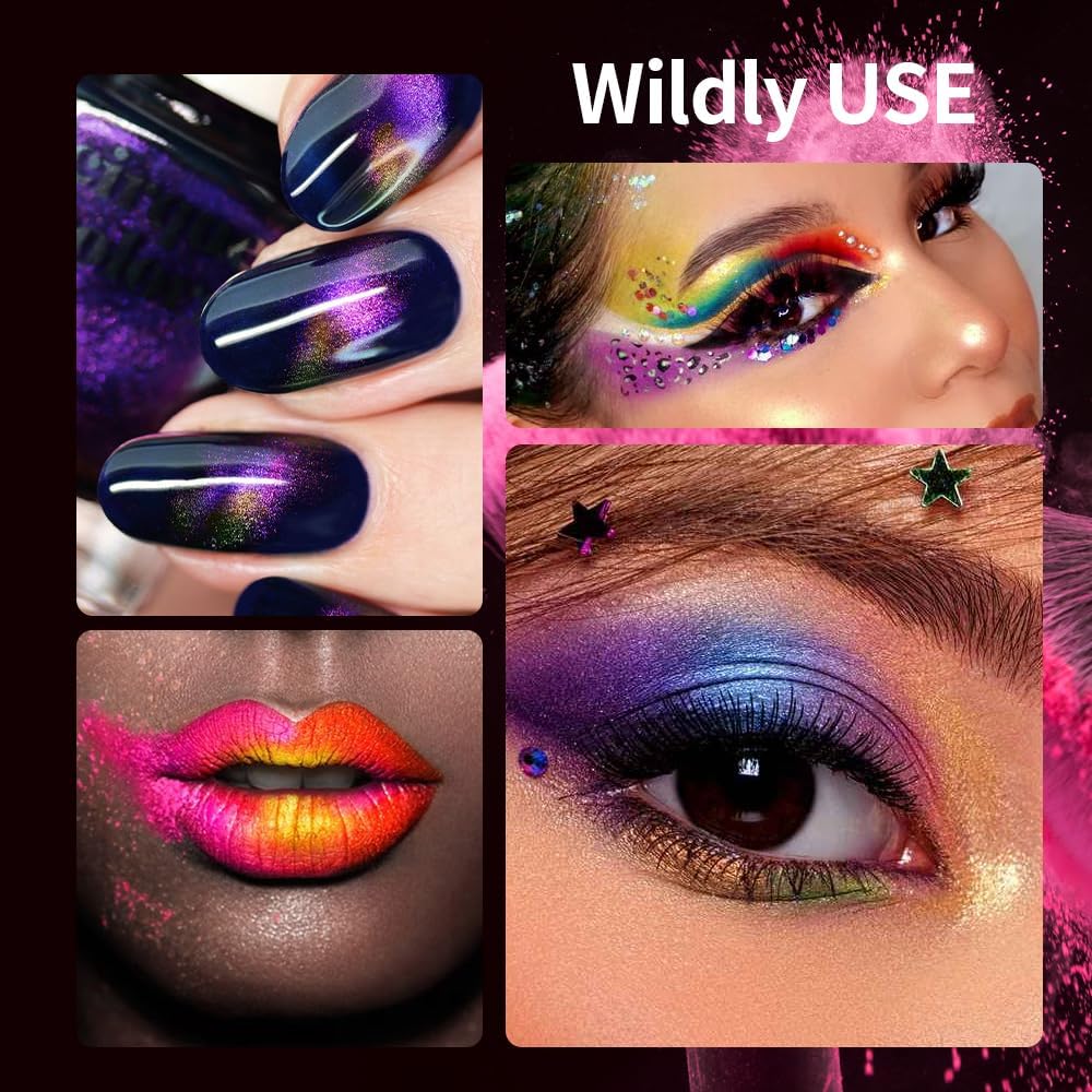 10 Colors Chameleon Mica Powder Color Shift Pigment Powder for Epoxy Resin Painting Soap Making Bath Bombs Candle Making Slime(0.1oz/jar)