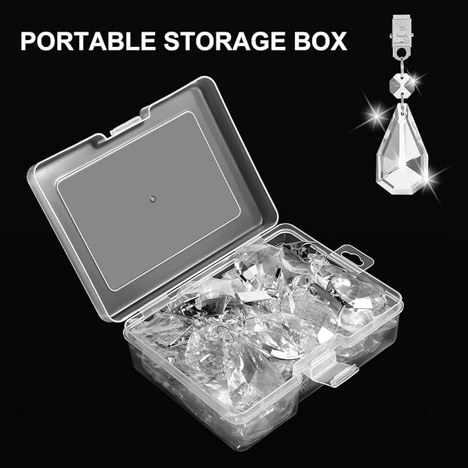 16 PCS Table Cloth Weights, Crystal Tablecloth Hangers with Metal Clips, Glass Heavy Duty Teardrop Tablecloth Hooks for Party Decorations, Outdoor Picnics, Family Dinners, Party Scene, (Clear)