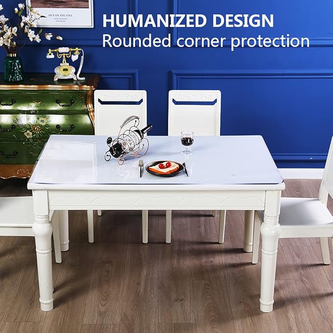 28x108 Clear Plastic Dining Table Protector Tablecloth Desk Pad Mat Wooden Furniture Coffee End Bar Pub Banquet Dinner Table Cloth Top Protection Countertop Cover Waterproof Rectangular PVC Vinyl