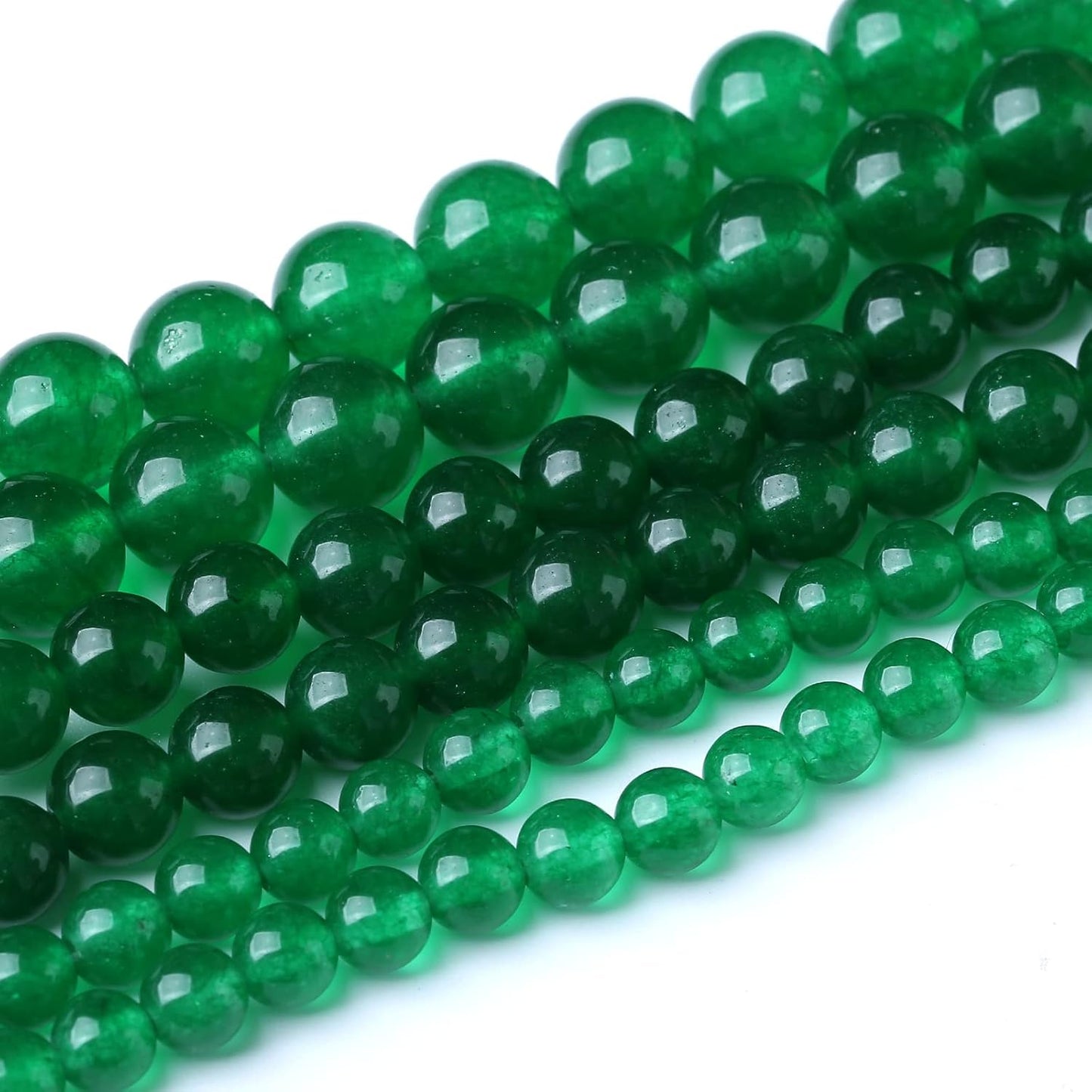 48PCS 8MM Natural Green Jade Stone Beads Energy Healing Beads for DIY Jewelry Bracelet Necklace Making for Jewelry Making15Inch