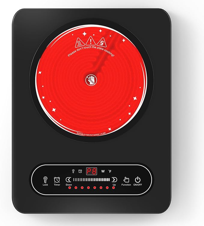 Single Burner Electric Cooktop,110V 1800W Electric Stove Top with LED Touch Control,10 Power Levels, Timer, Safety Lock,Portable cooktop