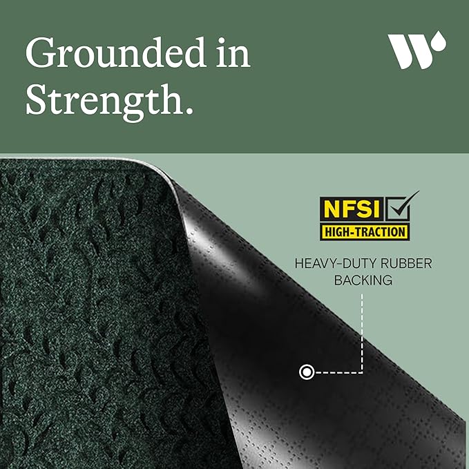 WaterHog Indoor/Outdoor Door Mat, 2' x 3', Made in USA, Durable & Skid-Resistant Front Door Rug, Decorative, Water-Trapping & Heavy-Duty Entryway Floor Mat For Your Home, Boxwood Collection, Evergreen