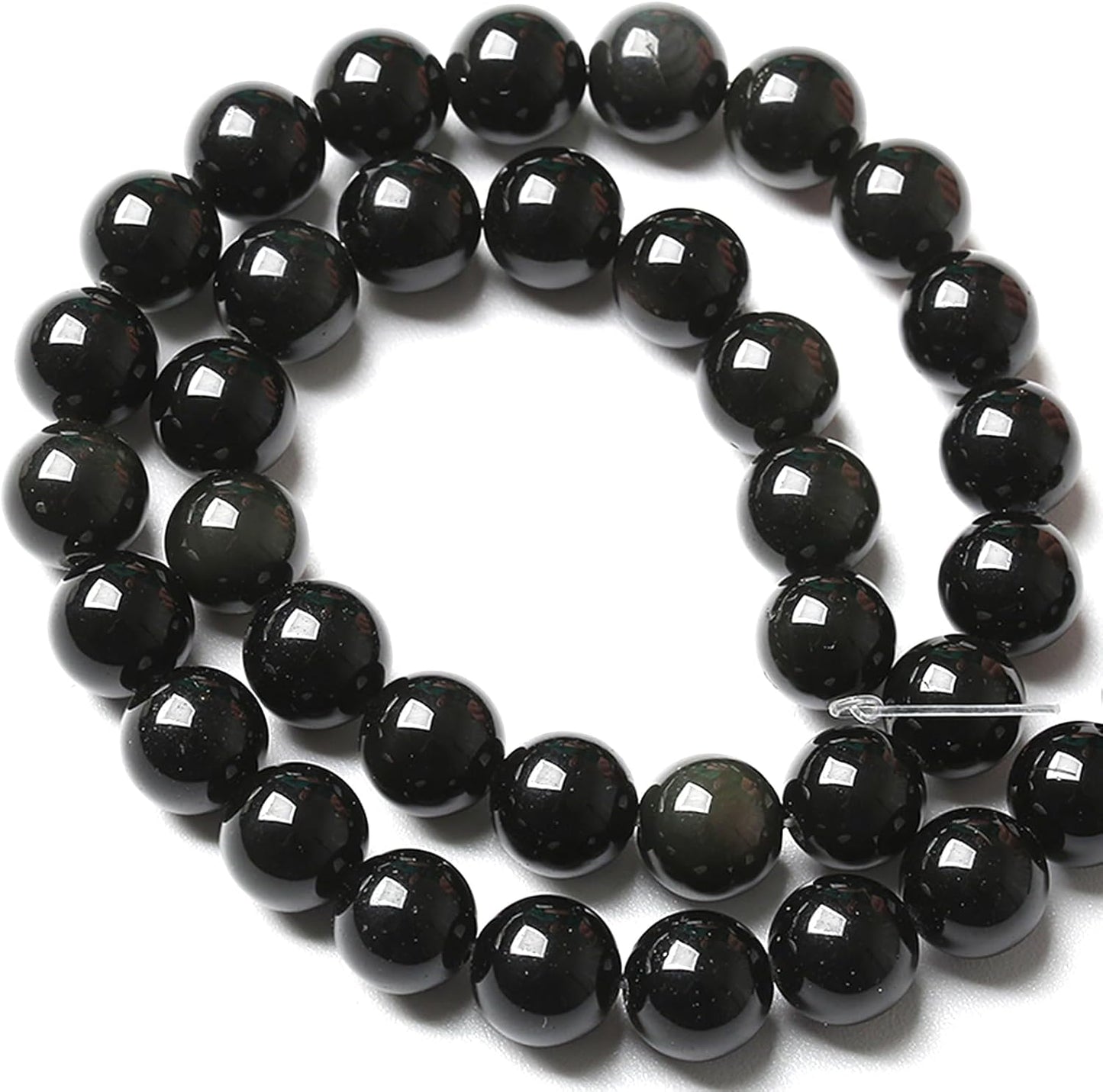 4MM 180pcs Natural Black Obsidian Stone Energy Healing Beads Round Loose Beads for Jewelry Making Bracelet 2 Strands 32"