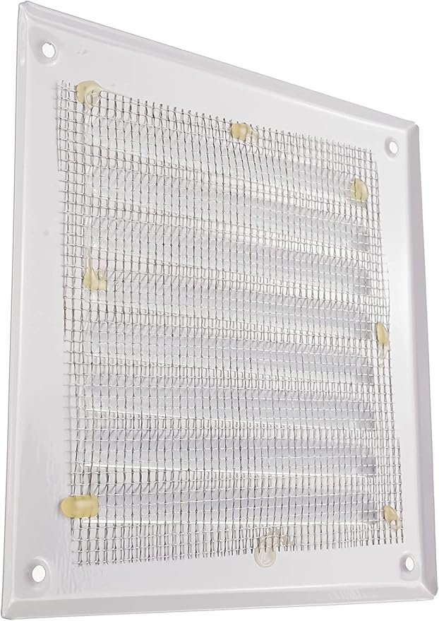 Vent Systems - 5 x 5 Inch (Inner) Pack of 10 White Metal Square Soffit Air Vent Grille Cover, Register Vent Deflector Louver Built-in Mesh HVAC for Bathroom Home Office Kitchen 6.5" x 6.5" (Outer)