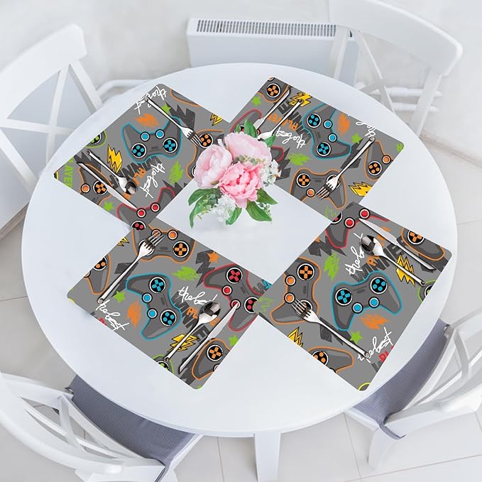 Placemats Set of 4 - Faux Leather Heat Resistant Placemats for Dinner Table, Non-Slip Waterproof Oil-Proof Washable Reusable Placemat for Indoor Outdoor Kitchen Decor, 15.75In*11.81In