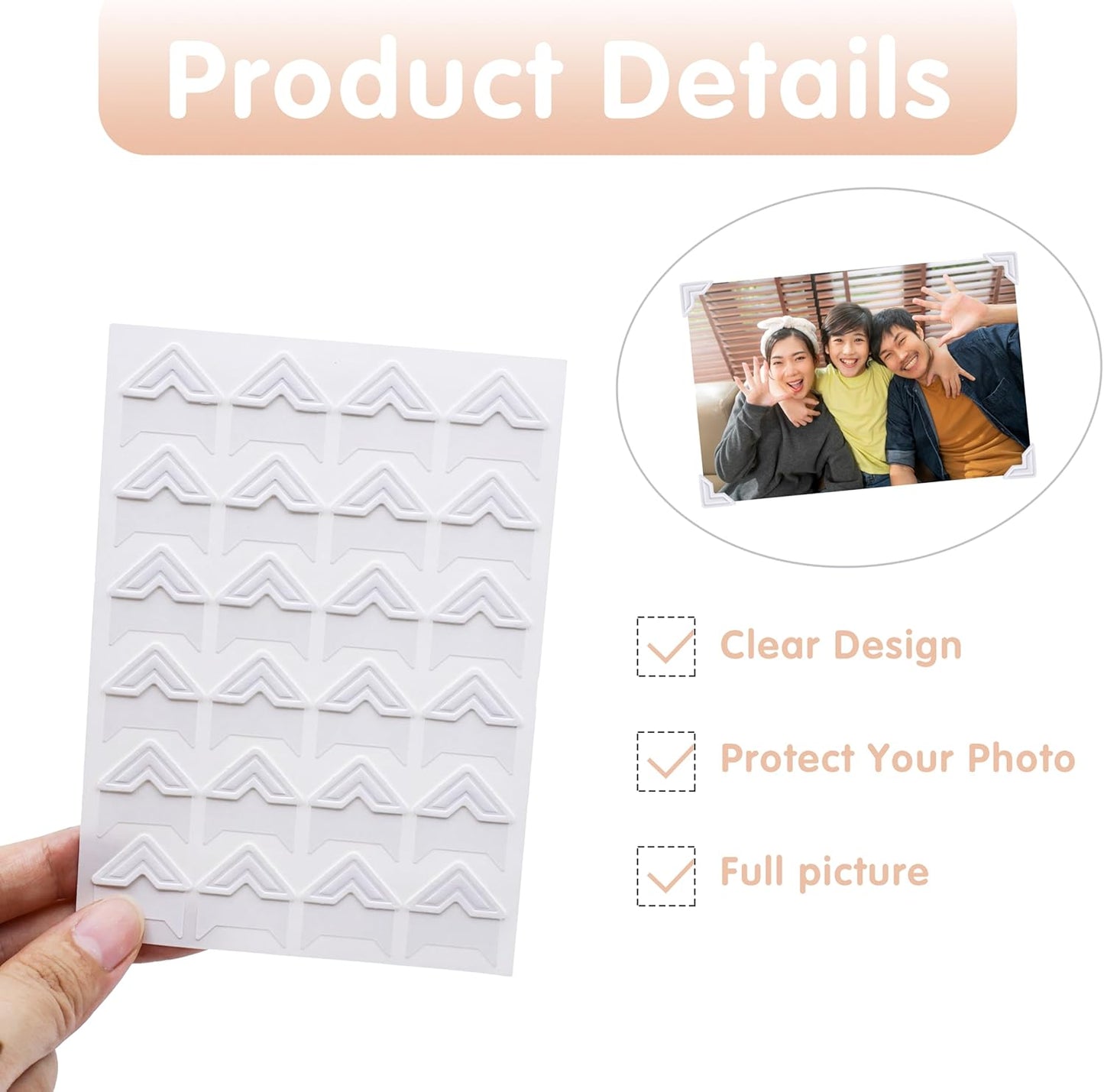240 Pieces Photo Corners Self Adhesive Photo Corner Stickers, Picture Mounting Corners Acid Free Photo Corner for DIY Scrapbook, Album, Picture Frames, Journal Supplies (White)