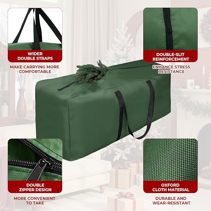 Extra Large Christmas Tree Storage Bag Fits 9-12 Ft Artificial Tall Xmas Tree 68" L x 20" H x 30" W 420D Oxford Heavy-Duty Waterproof Storage Bags with Handles, Double Zippers