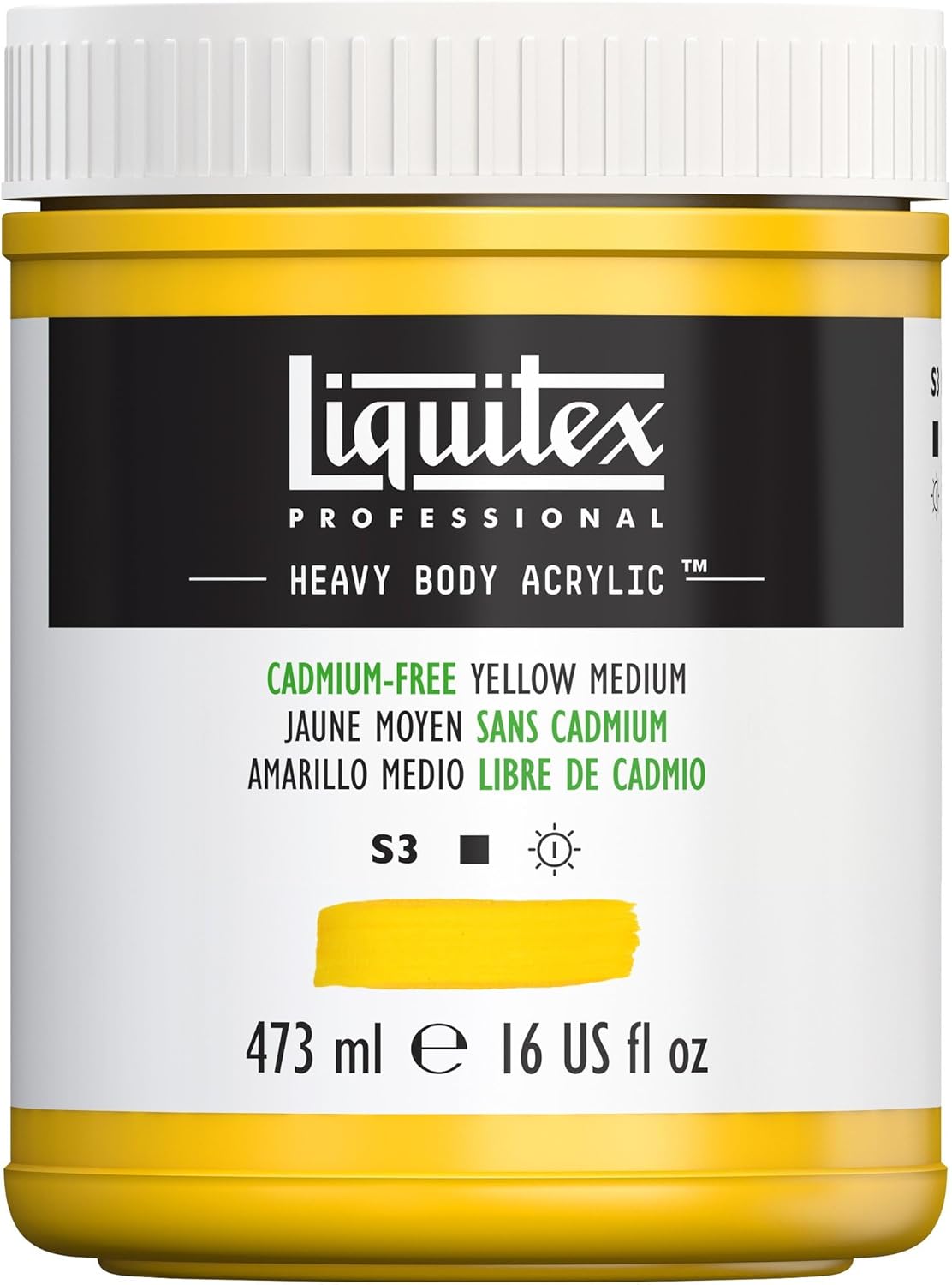 Liquitex Professional Heavy Body Acrylic Paint, 16-oz (473ml) Pot, Cadmium Free Yellow Medium