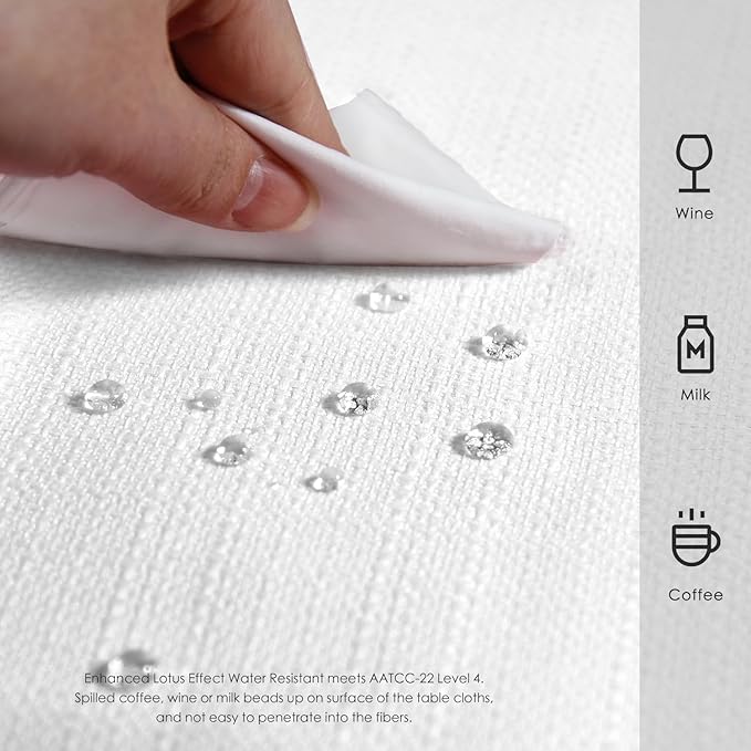 BALCONY & FALCON Rectangle Tablecloth Washable Wrinkle Resistant and Water Proof Table Cloth Decorative Linen Fabric Tablecloths for Dining Parties Kitchen Wedding and Outdoor Use (White, 57x118)