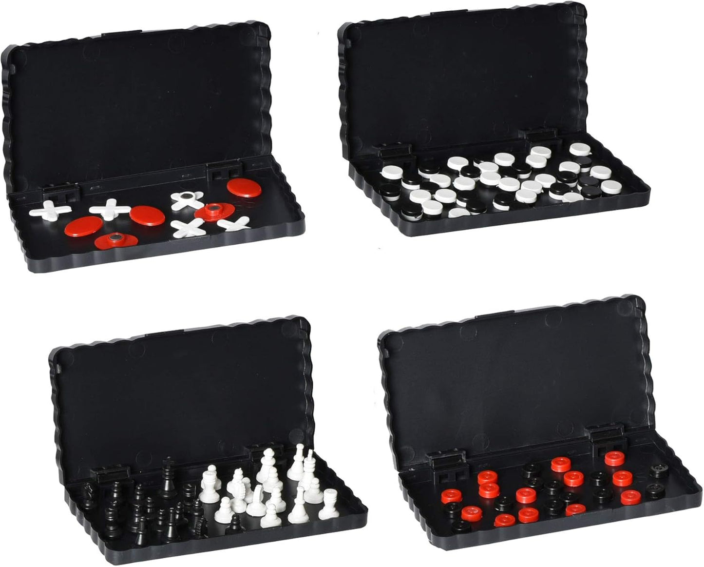 Point Games Travel Board Game Set - Bundle Pack of 4 Classic Magnetic Games, Stocking Stuffers for Kids Includes Individual Boards & Pieces