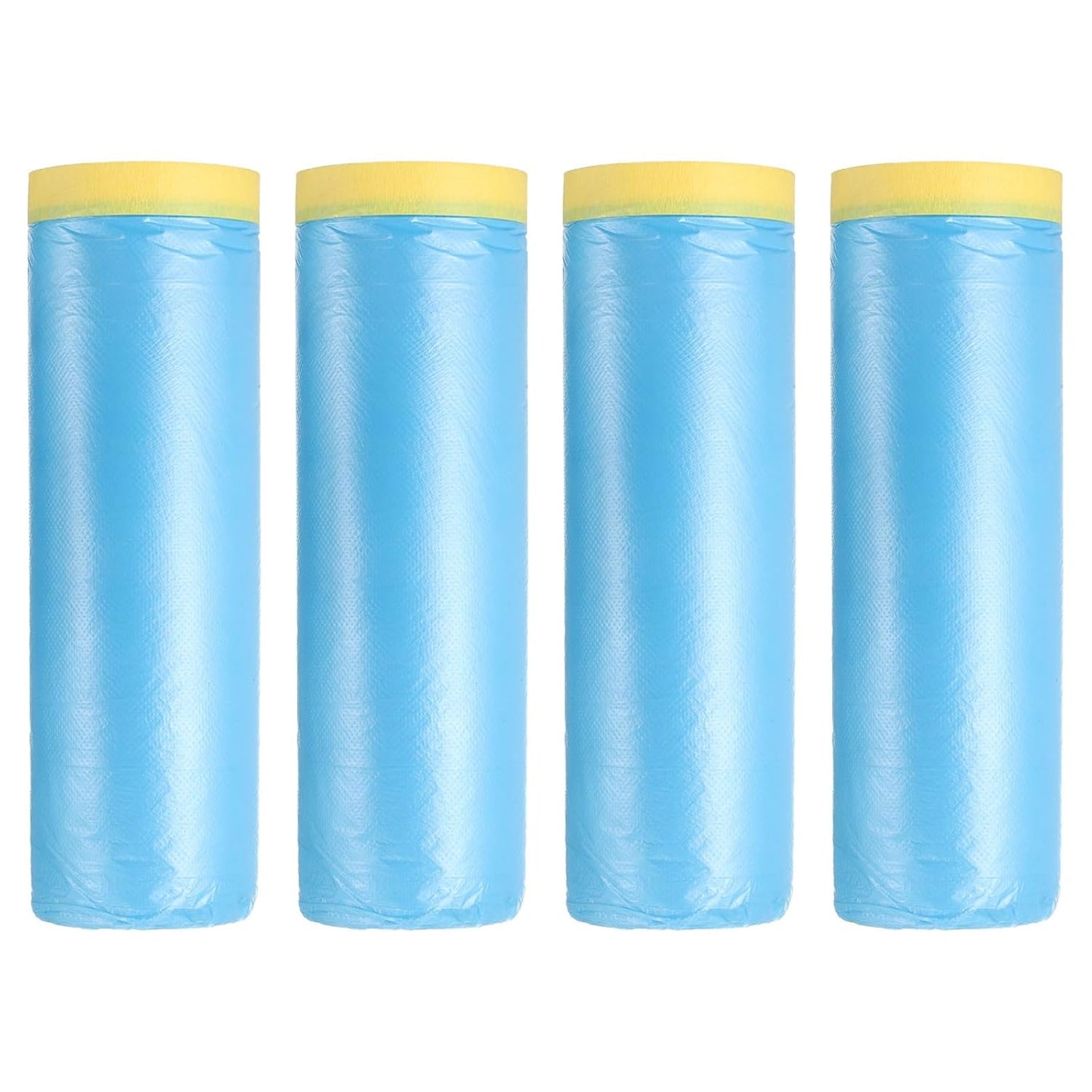 uxcell Pre-Taped Masking Film, 4.9ft x 66ft High-Tack Painters Tape Plastic Drop Cloth with High-Tack Painters Tape for Painting Protection Blue Film 4Pcs