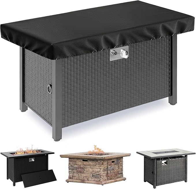 Outdoor Fire Pit Cover Rectangular, 44"L x 26"W x 4"H Waterproof Fire Pit Cover for Rectangular Fire Pit Tables, Industrial-Grade 3-Layer Structure 600D Fabric, UV Proof & Tear-Resistant Cover