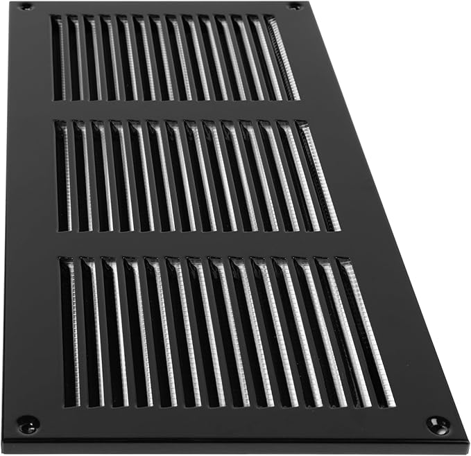 Repa Market 5-Pack 12x6 Inch Air Vent Cover/Black Galvanized Steel Louvered Grill Cover with Mesh Screen/Wall or Ceiling Vent/Durable Flush Mount HVAC Register for Indoor and Outdoor Ventilation
