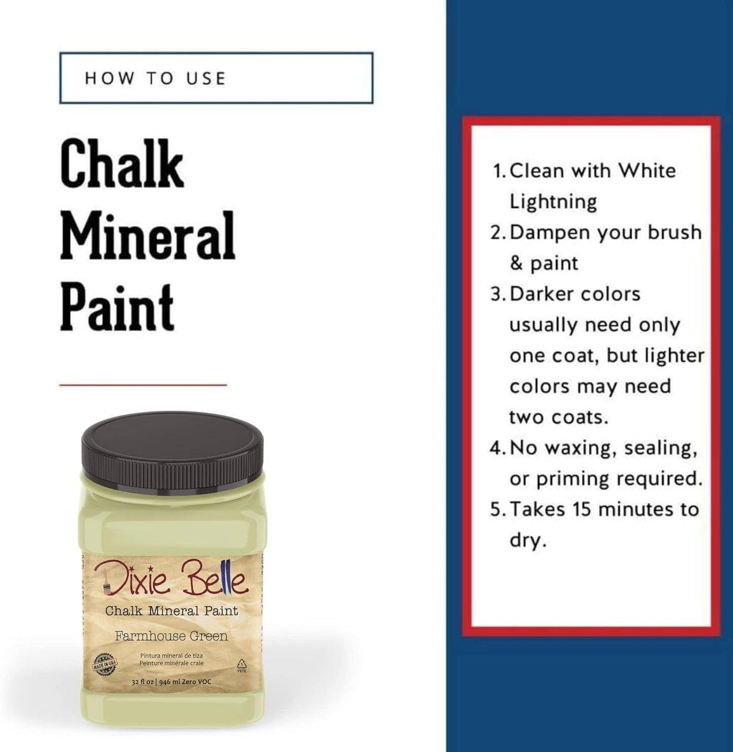 Dixie Belle Paint Company Chalk Finish Furniture Paint - Farmhouse Green (32oz) - Matte Spring Green Chic Chalk Mineral DIY Furniture Paint