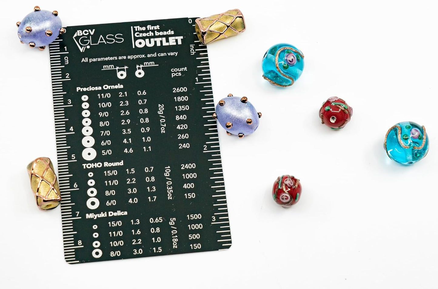 8 pcs Mix of Bohemia Lampwork Czech Glass Beads with Pearl Decorated Beads, Modern lampwork Design and Round Flower Beads, LW 002