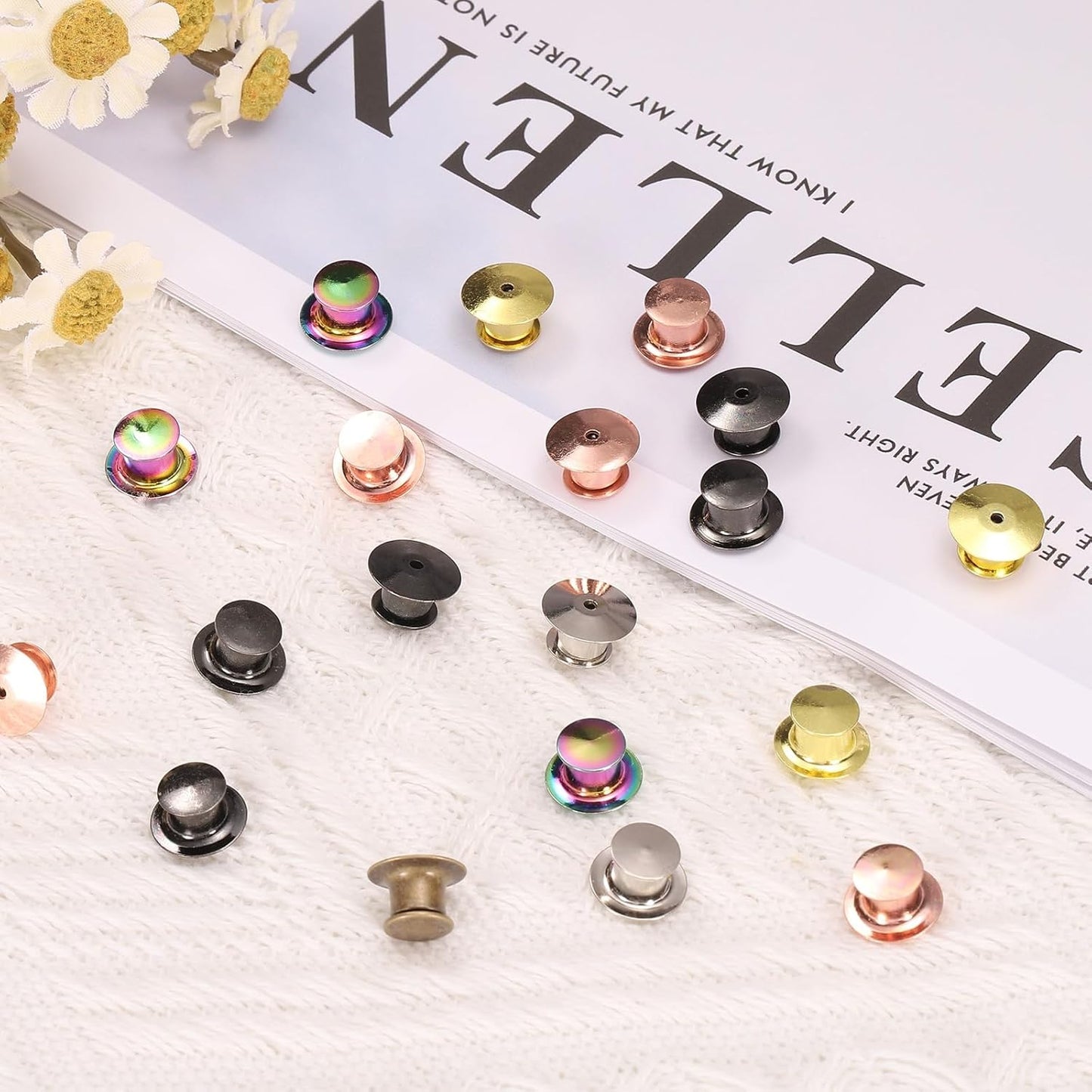 uxcell 30Pcs Metal Locking Pin Backs, Pin Keepers Locking Clasp Flat Head Clamp Needle Back Lock for DIY Brooch Crafts Badges Enamel Lapel, Silver