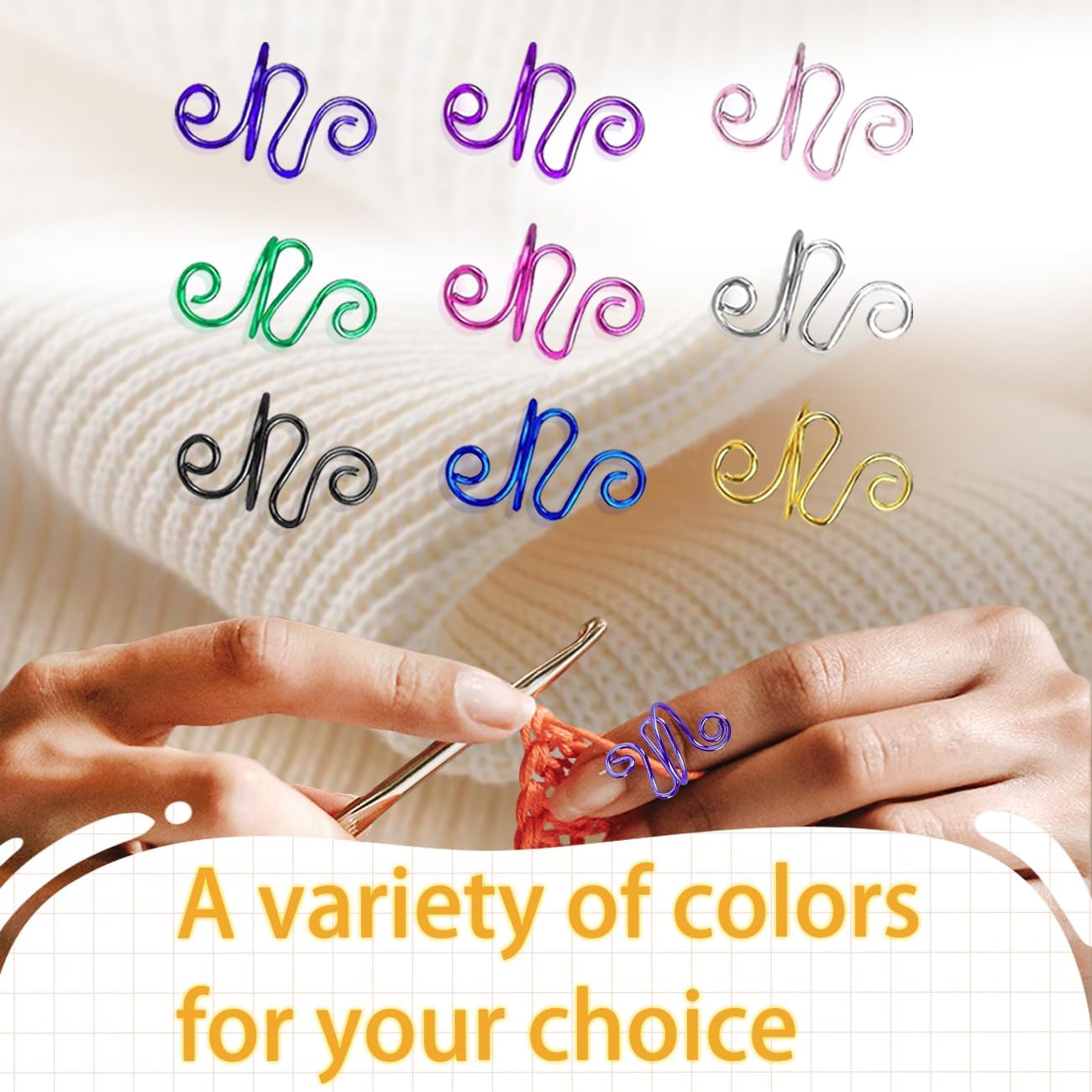 Hand Crochet Tension Rings Set, 4Pcs Crochet Ring + 60Pcs Stitch Markers, Adjustable Crochet Finger Guard, Yarn Tension Control Rings for Hand Crocheters Knitters, Moms (Multicolor)