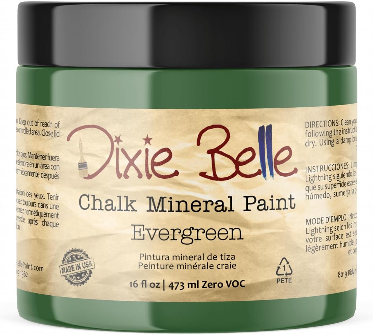 Dixie Belle Paint Company Chalk Finish Furniture Paint - Evergreen (16oz) - Matte Bold Green Chic Chalk Mineral DIY Furniture Paint