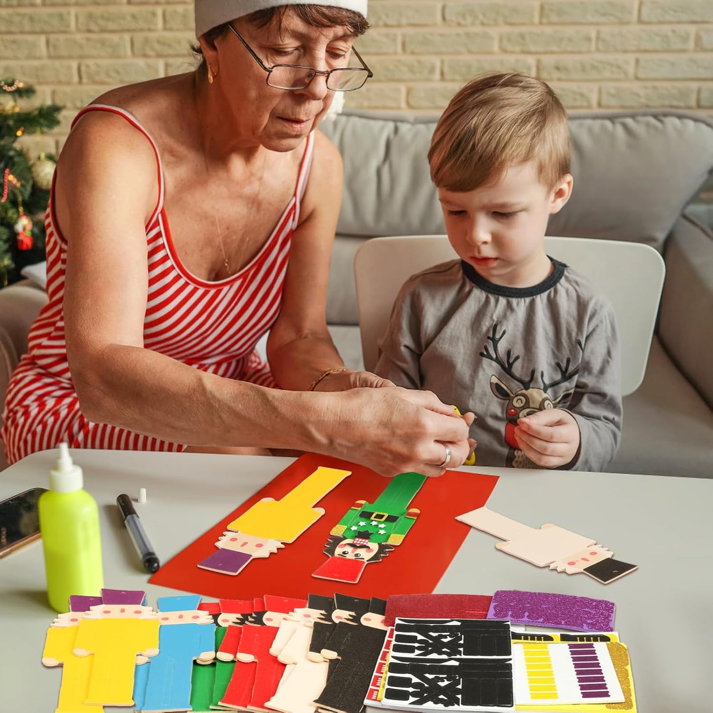 Fennoral 12 Pack Nutcracker Craft Kit for Kids Make You Own Foam Stickers Ornament DIY Christmas Arts and Crafts fo Chirstmas Party Supplies Christmas Tree Decoration