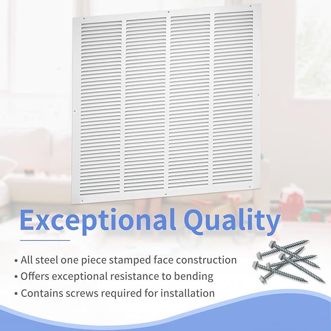 24"W x 24"H [Duct Opening Size] Steel Return Air Grille, Air Return Vent Cover for Ceiling and Sidewall - HVAC Air Vent Covers - [Outer Dimensions: 25.75"W x 25.75"H]