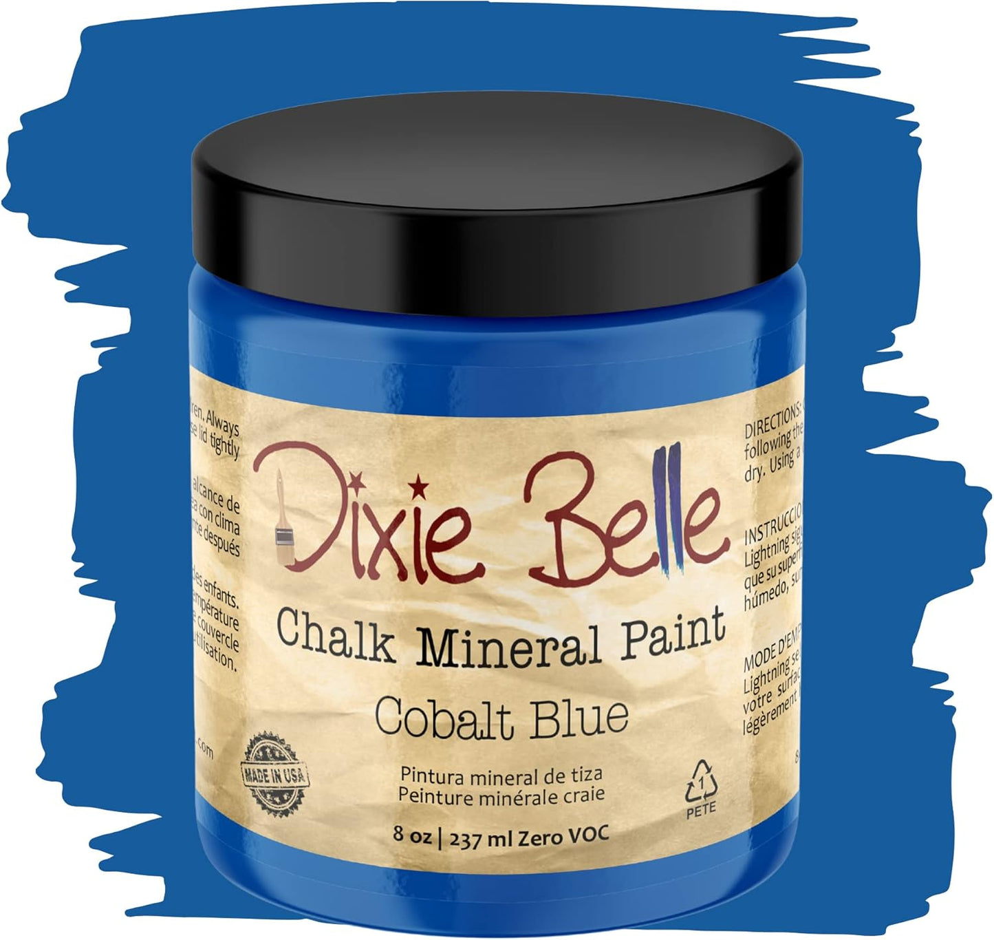 Dixie Belle Paint Company Chalk Finish Furniture Paint - Cobalt Blue (8oz) - Matte Vibrant Blue Chic Chalk Mineral DIY Furniture Paint