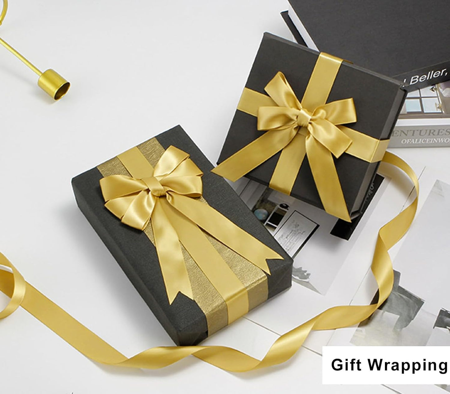 1" x 100 Yards Old Gold Polyester Satin Ribbon Single Faced Bulk Fabric Ribbons for Gift Wrapping, Crafting, Bows Making, Flower Bouquet, Wedding, Home Decor