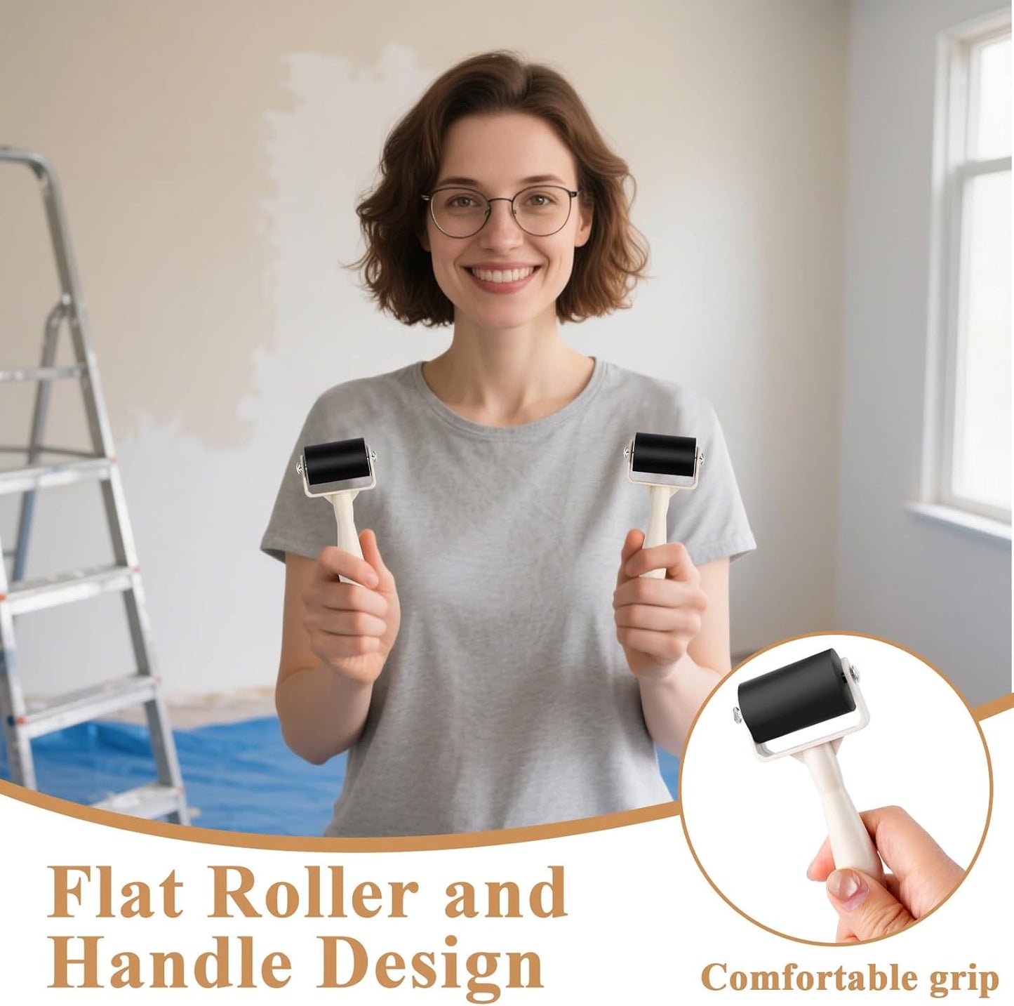 Supkiir 20Pcs Rubber Brayer Roller, 1.4Inch Ink Roller for Crafting, Anti Skid Glue Roller Applicator Printmaking Supplies for DIY Wallpapers Stamping Scrapbooks