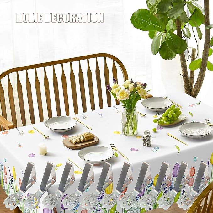 CUNGLIN Tablecloth Clips for Outdoor Tables, Tulip Shape Picnic Table Cloth Holder Clip Large Thick Stainless Steel Decorative Cover Clamp Pin for Indoor Party Wedding RV Accessories 10 Pack