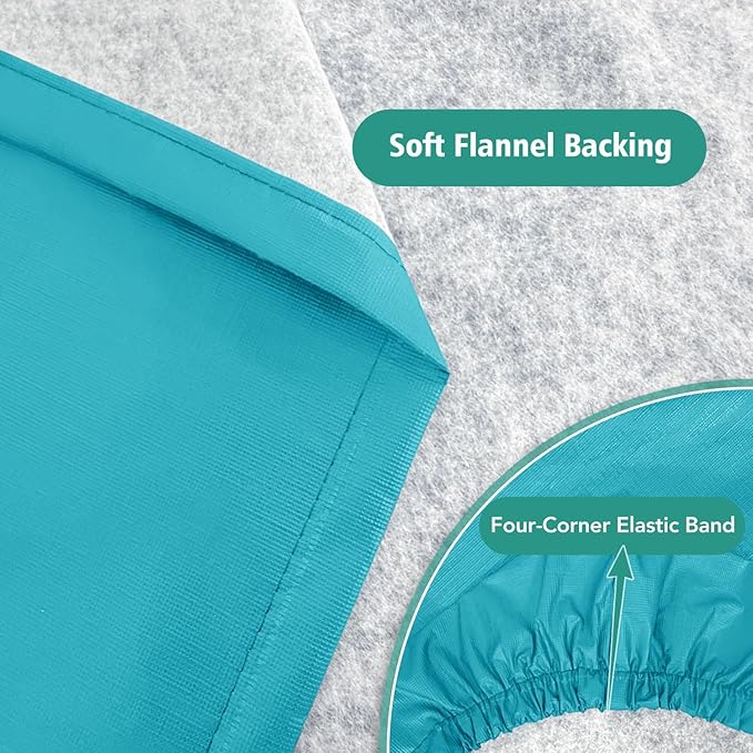 LUSHVIDA 6 Packs Vinyl Tablecloths with Flannel Backing for 6ft Rectangle Folding Table Cloths - Waterproof Plastic Picnic Table Covers with Elastic Corners, 30x72 inch, Teal