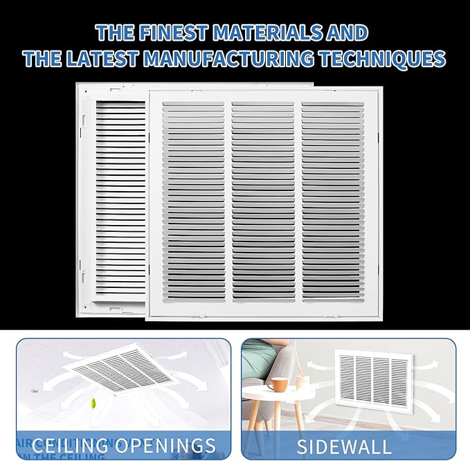 18 x18 Vent Cover [Duct Opening Size],Return Air Vent Cover for Wall Or Ceiling,Steel Return Air Filter Grilles Removable Face/Door for 1 Inch Filters(18"W x 18"H [Duct Opening])