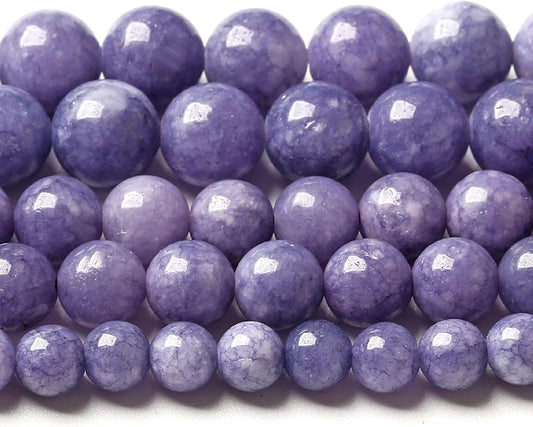 8MM Lavender Purple Chalcedony Natural Stone Round Loose Beads for Jewelry Making and Crafting 90pcs 2 Strands 32"
