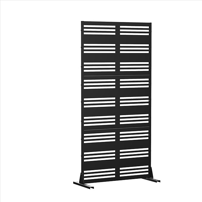 Casaphoria Metal Privacy Screen Outdoor, 72" H x 35" W Freestanding Decorative Privacy Screen for Patio Deck Balcony Garden with Stable Base, Harold Black