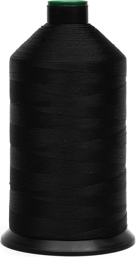 Extra Strong Bonded Nylon Thread #69 Tex70 – 16 OZ, 6000yds, Versatile Stitching Solution for Leather, Upholstery, Canvas Repair and More (Black)