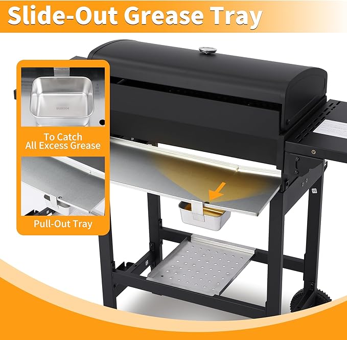 4-Burner Propane Gas Grill, 38250 BTU BBQ Grill with Cast Iron Grates, 302 Sq. In. Cooking Area, Foldable Side Shelves, Portable Outdoor Camping Patio Grill, Black