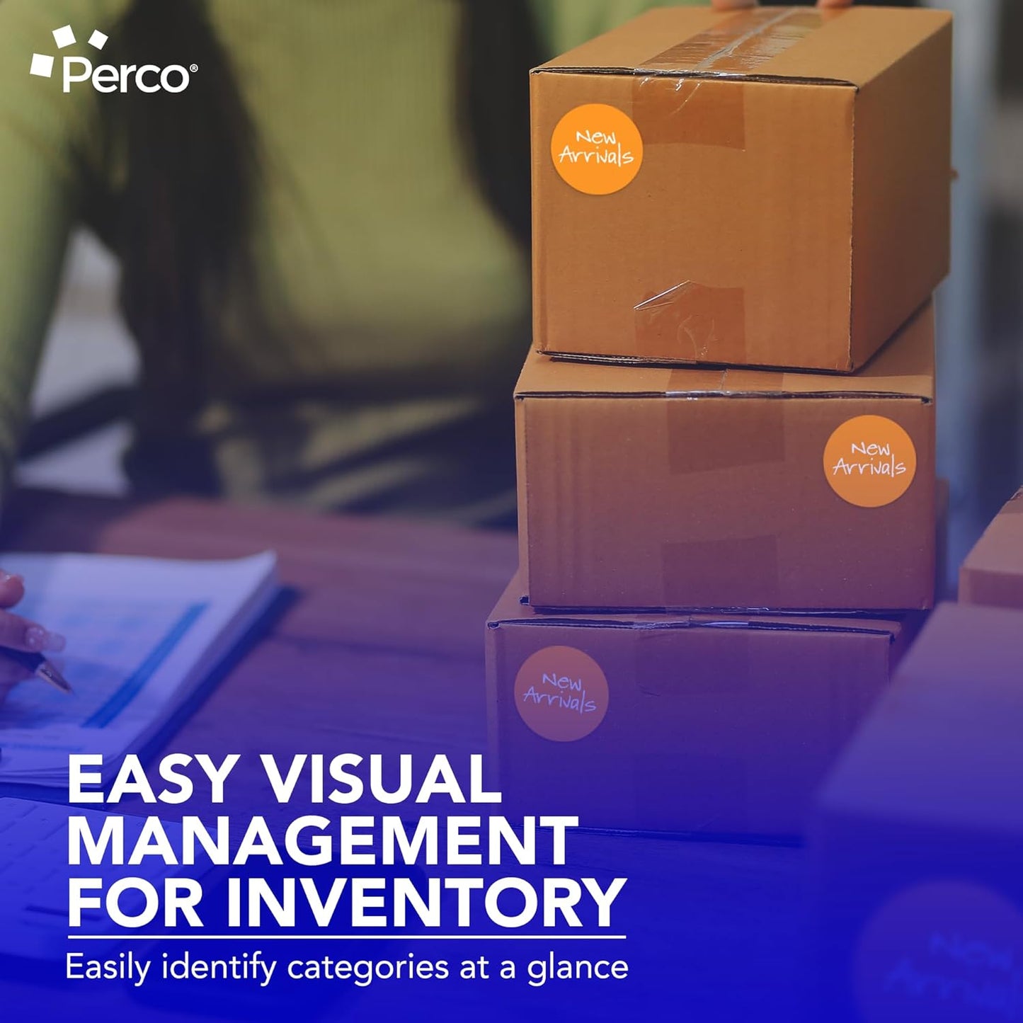 Perco Fluorescent Orange 3-Inch Round Circle Dot Sticker Labels with Easy Peel Perforation - 500 Labels per Roll - Strong Adhesion, Vibrant Colors for Organizing, Crafting & More - Made in USA