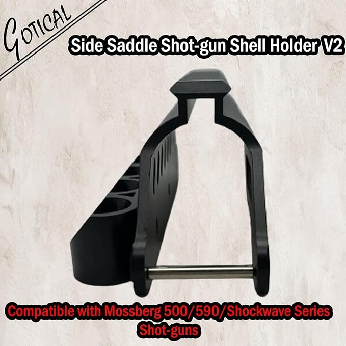 Gotical – Quick Detach Saddle Side 12 Gauge 6 Round Shell Holder Carrier Plate Carrier Kit Mossberg 500/590 Side Saddle & Durable