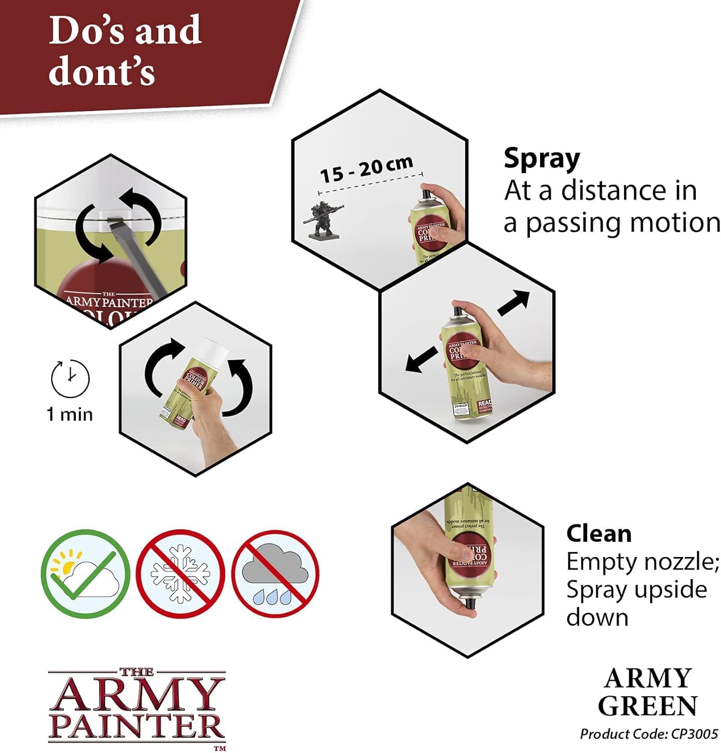The Army Painter Color Primer Spray Paint, Army Green, 400ml, 13.5oz - Acrylic Spray Undercoat for Miniature Painting - Spray Primer for Plastic Miniatures
