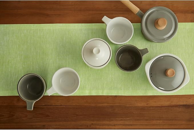 Solino Home Linen Table Runner 108 Inches Long - Athena, 100% Pure Linen Chambray Lime Green Dining Table Runner 14 x 108 Inch for Spring, Easter, St Patricks Day