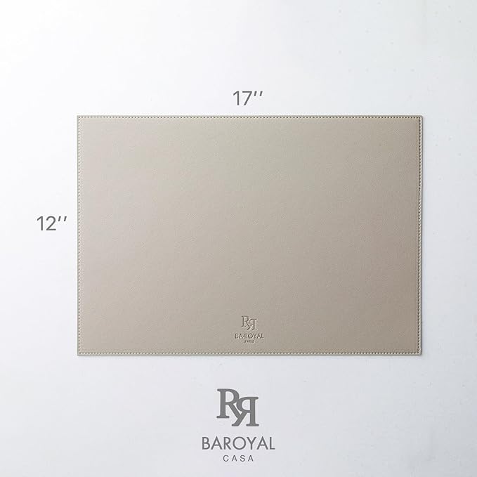 Faux Leather Placemats Set of 6 Vinyl Washable Wipeable Table Mats for Kitchen Dining Table Heat Resistant Waterproof Indoor/Outdoor Placemats Non-Slip Easy Clean Place Mats-Almond Birch