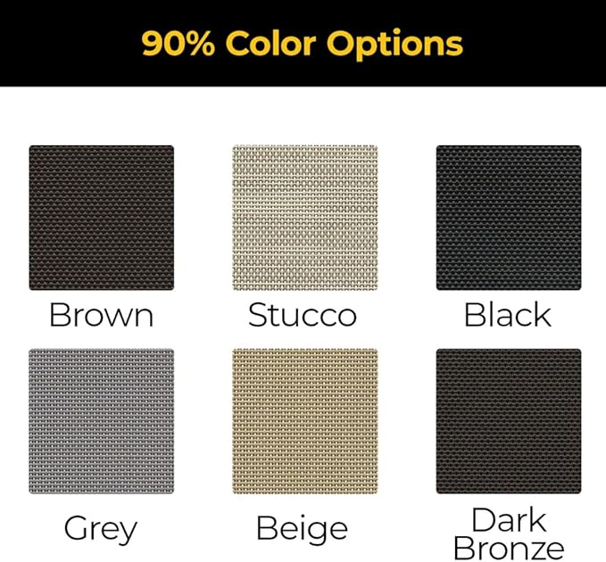 Custom Solar Screens for Windows Exterior 90% Shade - Pre-Framed Solar Window Screen Mesh - Home Improvement for Reduced Glare & Heat - UV Blocker Fabric - Fully-Assembled & Ready to Install