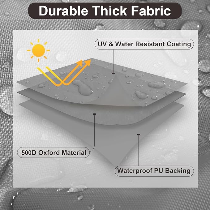 PureFit Patio Furniture Covers, Outdoor Table Furniture Cover Waterproof, Patio Sectional Couch Set Cover for Deck, Lawn and Backyard, UV Resistant, 126"L x 126"W x 32"H, Gray