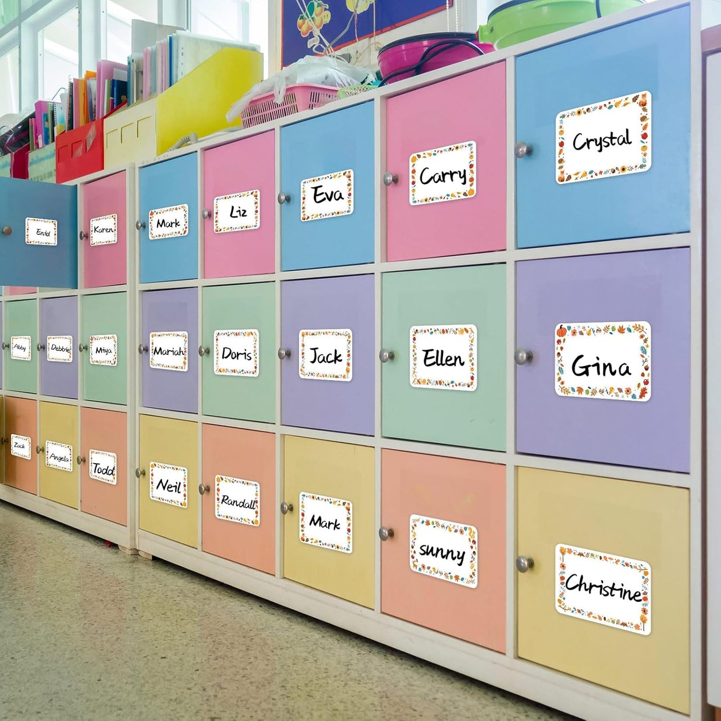 240 Pcs Fall Name Tag Stickers Thanksgiving Name Labels Autumn Pumpkin Maple Leaves Border Gift Tag for Fall Thanksgiving Home Office Party Guests Classroom Supplies, 3. 5 x 2. 4", 6 Styles