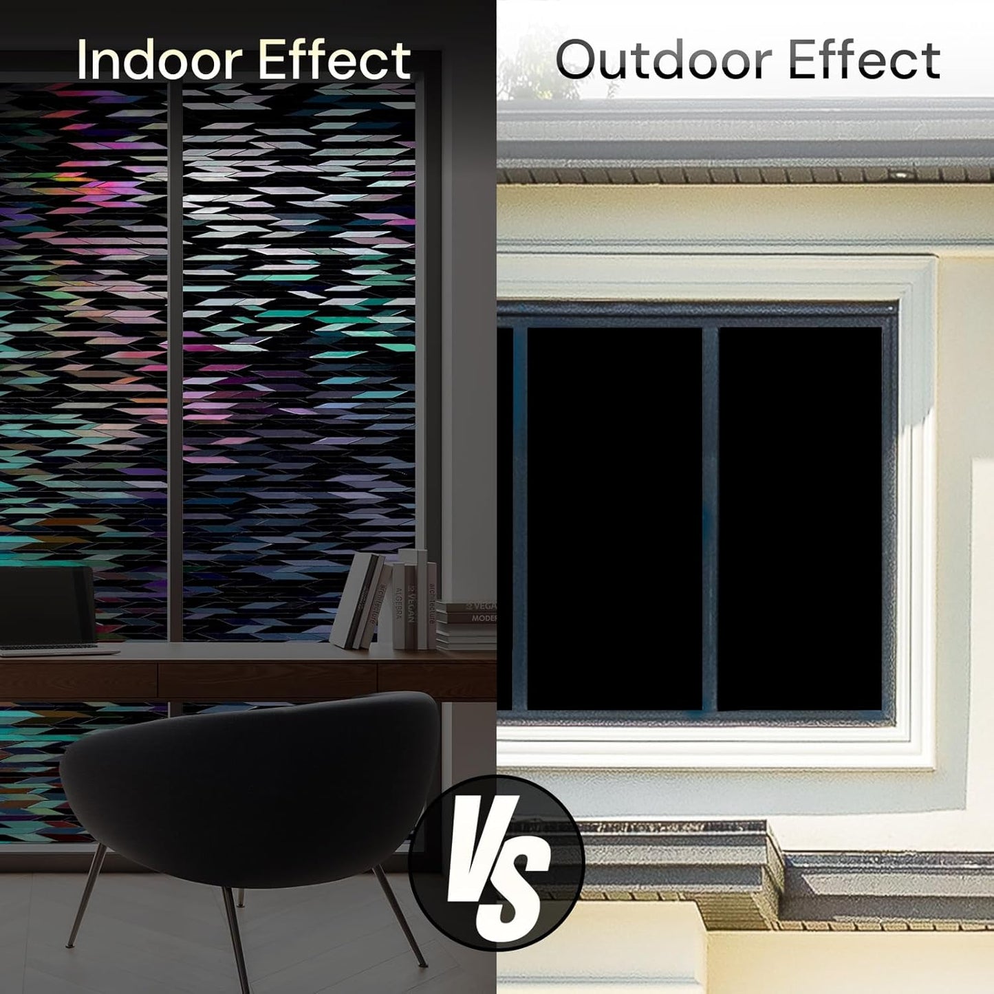 rabbitgoo Window Privacy Film, Total Blackout Window Film, Stained Glass Heat Control Glass Thermal Sticker, Room Darkening Door Cover, Anti-UV Privacy Cling with Installation Tools, 17.5" x 118.1"