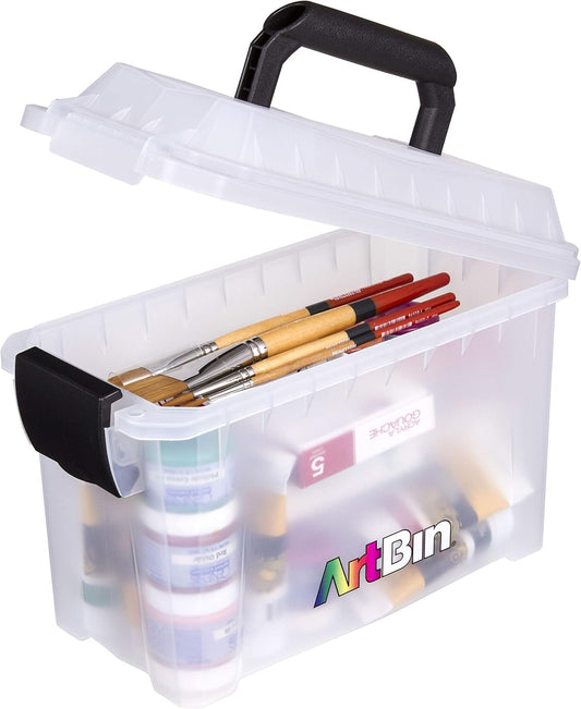 ArtBin 6815AG Mini Sidekick Carrying Case, Portable Art & Craft Organizer with Handle, [1] Plastic Storage Case, Clear