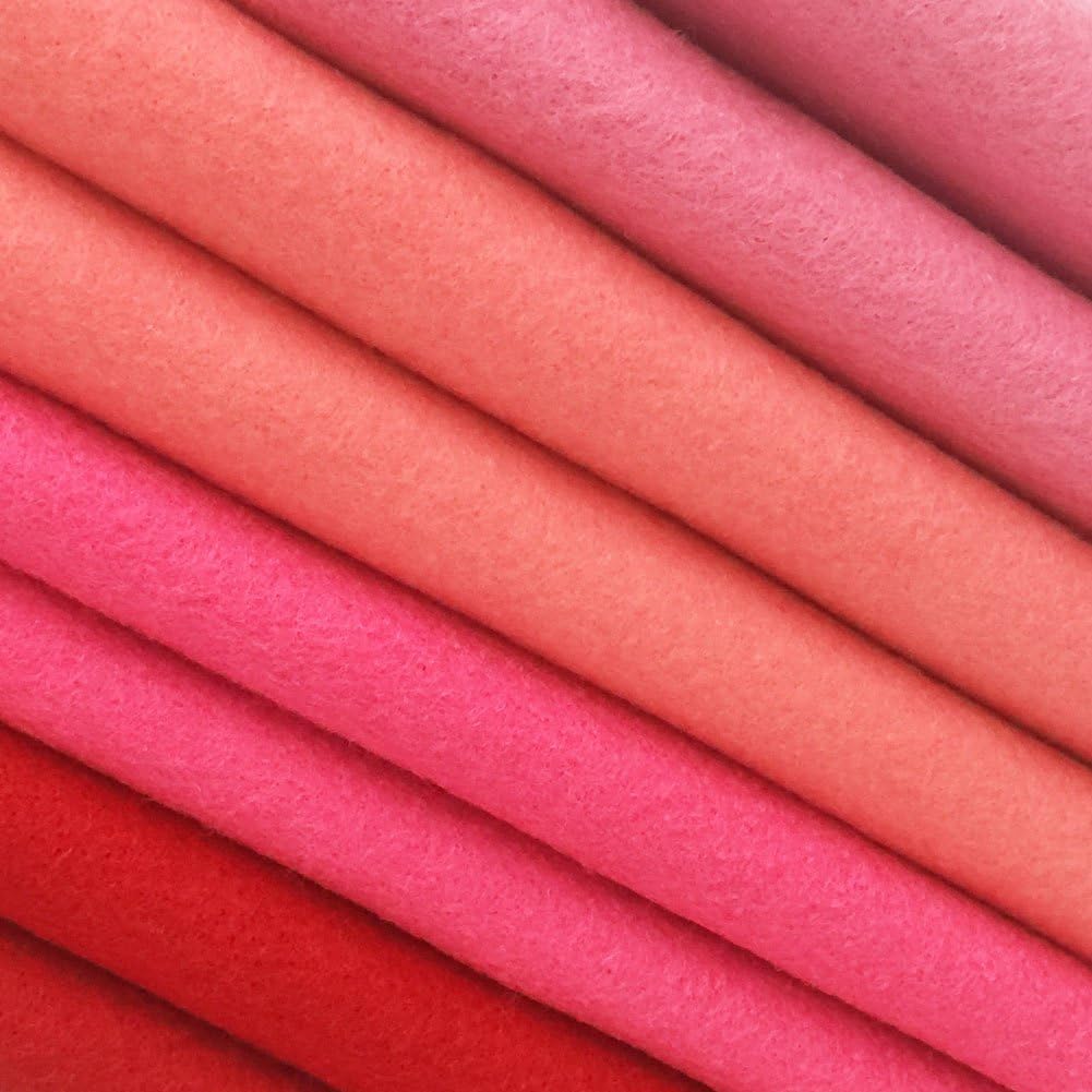 4pcs Thick 1.4mm Soft Felt Fabric Sheet Assorted Color Felt Pack DIY Craft Sewing Squares Nonwoven Patchwork (92x90cm Pink)