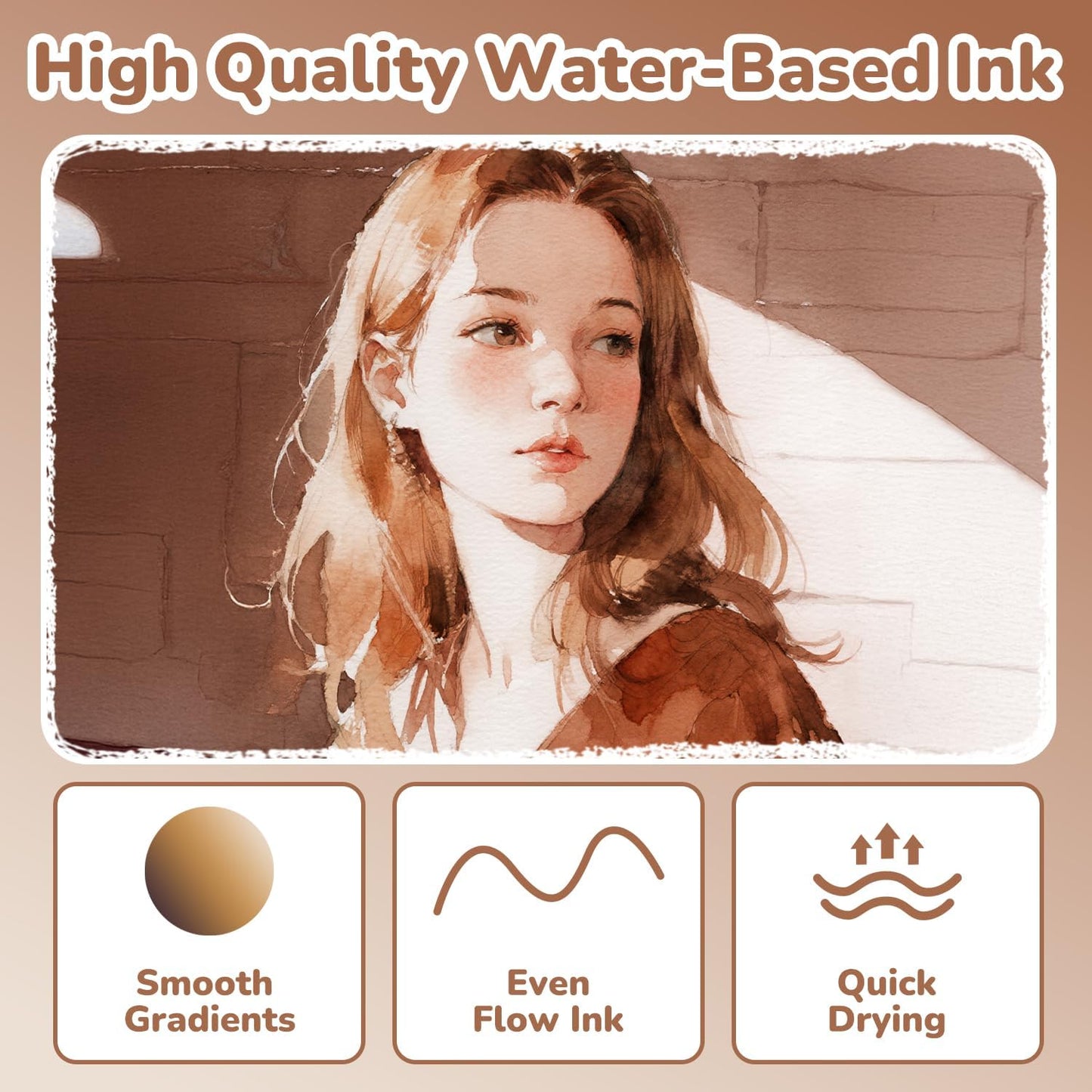 Guangna 12 Brown Dual Tip Acrylic Paint Markers, Brush Tip & Chisel Tip Acrylic Paint Pens for Rock, Wood, Glass, Paper, Coloring Book, Ceramic, Canvas, Water-Based Ink