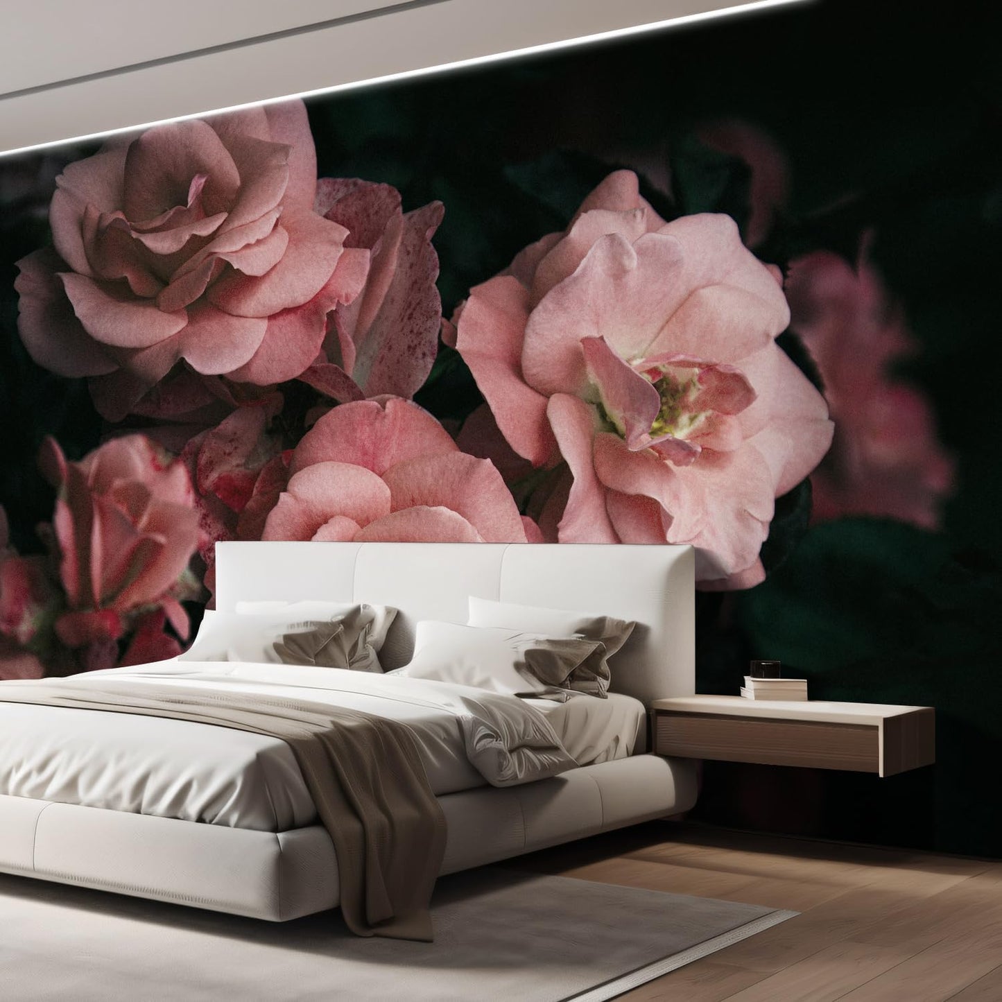 wall26 Wall Sticker/Wall Mural Dark Rose Flower Blossoms Nature Wilderness, Not Peel and Stick, Non-Woven Wallpaper Decorative for Bedroom, Living Room, Office - 132x192 inches