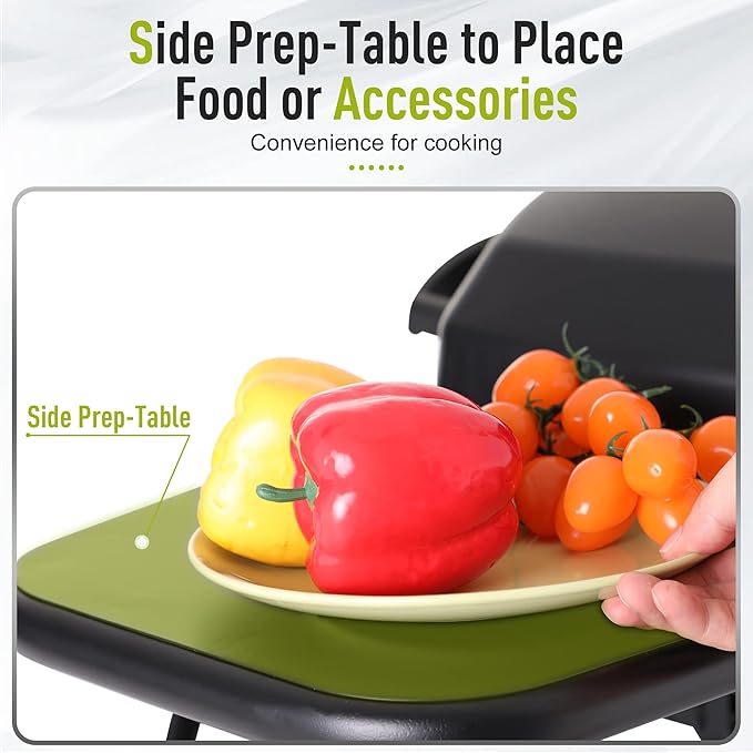 MFSTUDIO Portable barbecue grill with 2 Stainless Steel Burners, TableTop Propane Gas grills with Side Tables, small countertop grill for outdoor camping,15,000 BTU, 275 SQ.IN. Cooking Area